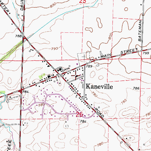 Topographic Map of Kaneville Fire Protection District, IL