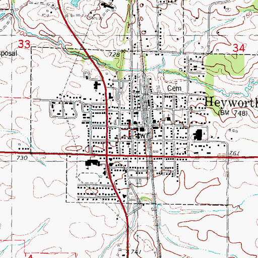 Topographic Map of Randolph Township Fire Department, IL