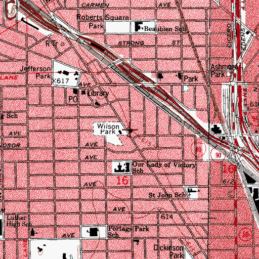Topographic Map of Chicago Fire Department District 2 Station 108, IL
