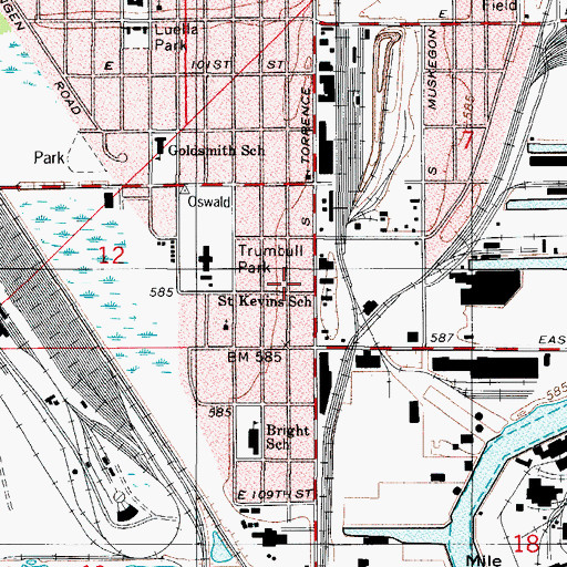 Topographic Map of Chicago Fire Department District 6 Station 81, IL