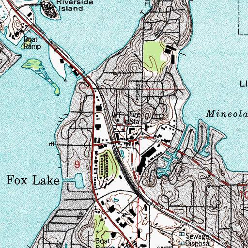 Topographic Map of Fox Lake Fire Department Station 1, IL
