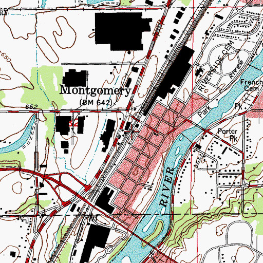 Topographic Map of Montgomery and Countryside Fire Protection District Station 1, IL