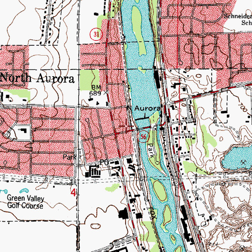 Topographic Map of North Aurora - Countryside Fire Protection District Station 1, IL