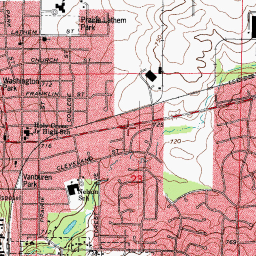 Topographic Map of Batavia Fire Department Station 1, IL