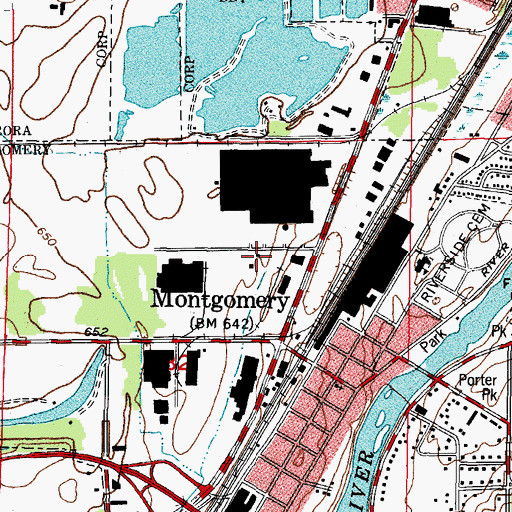 Topographic Map of Montgomery and Countryside Fire Protection District Station 2, IL