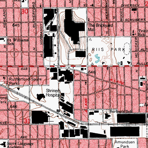 Topographic Map of Chicago Fire Department District 2 Station 125, IL