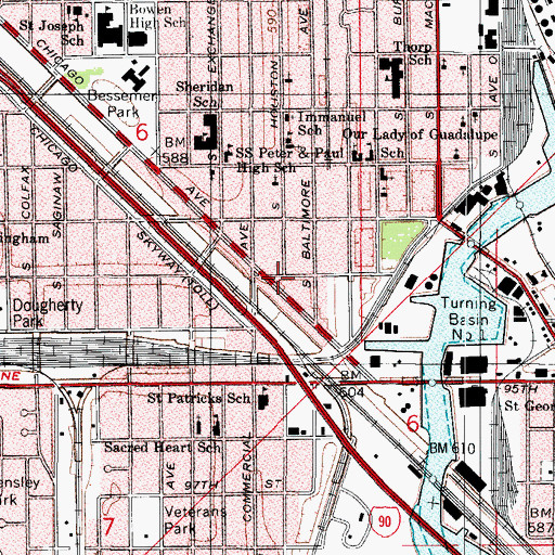 Topographic Map of Chicago Fire Department District 6 Station 46, IL