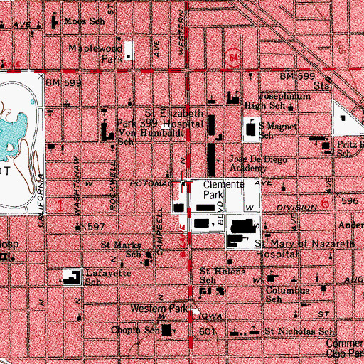 Topographic Map of Chicago Fire Department District 1 Station 57, IL
