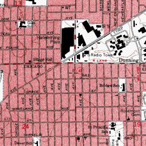 Topographic Map of Chicago Fire Department District 2 Station 86, IL