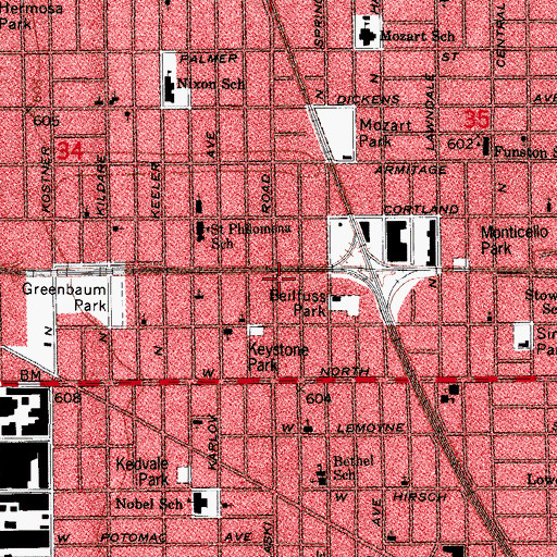 Topographic Map of Chicago Fire Department District 2 Station 76, IL