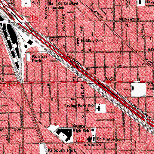 Topographic Map of Chicago Fire Department District 2 Station 69, IL