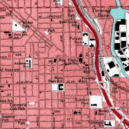 Topographic Map of Chicago Fire Department District 1 Station 30, IL
