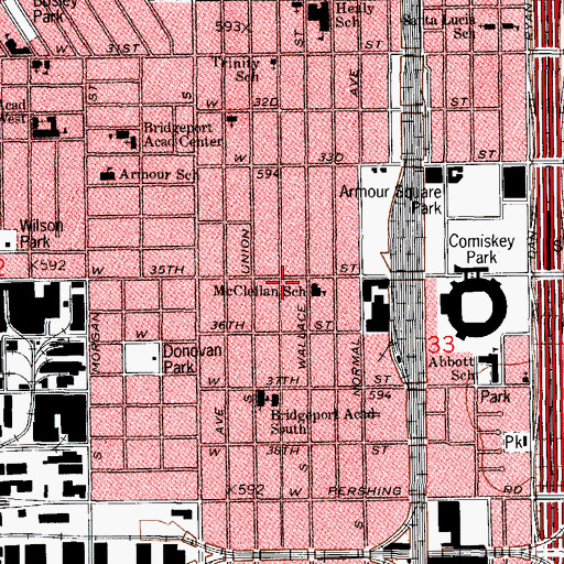 Topographic Map of Chicago Fire Department District 1 Station 29, IL