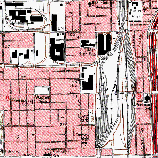 Topographic Map of Chicago Fire Department District 5 Station 50, IL