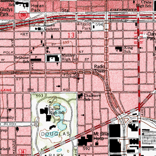 Topographic Map of Chicago Fire Department Engine Company 107, IL