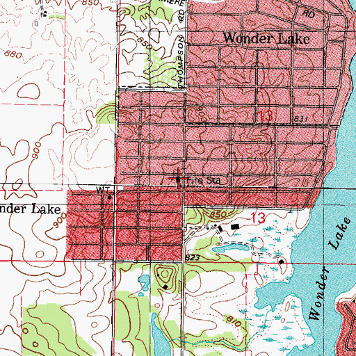 Topographic Map of Wonder Lake Fire Protection District Station 2, IL