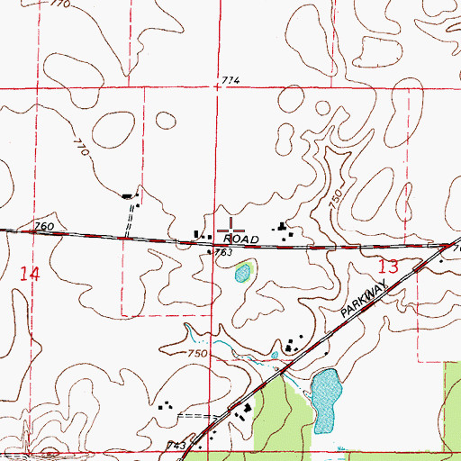 Topographic Map of Elburn and Countryside Fire Protection District Station 2, IL