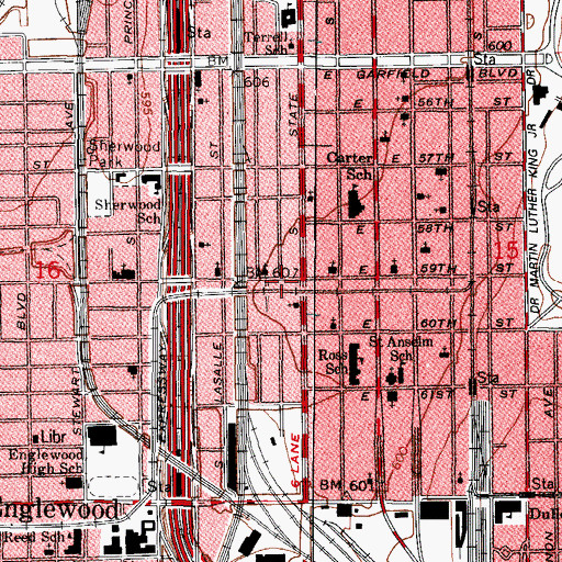 Topographic Map of Chicago Fire Department District 5 Station 84, IL