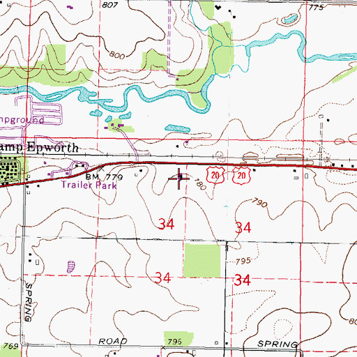 Topographic Map of Boone County Rural Fire Protection District 2 Station 2, IL