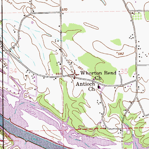 Topographic Map of Whorton Bend Volunteer Fire Department, AL