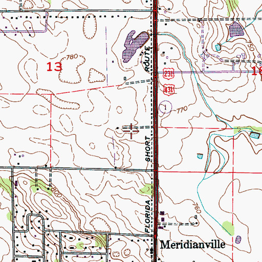 Topographic Map of Meridianville Volunteer Fire Department and Emergency Medical Services, AL