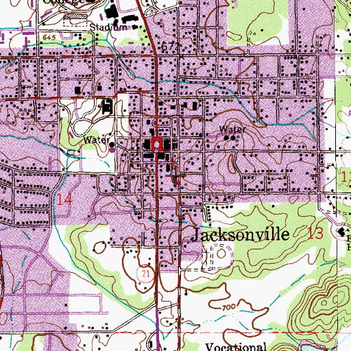 Topographic Map of Jacksonville Fire Department, AL