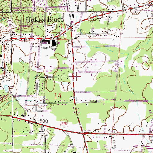 Topographic Map of Hokes Bluff Volunteer Fire Department, AL