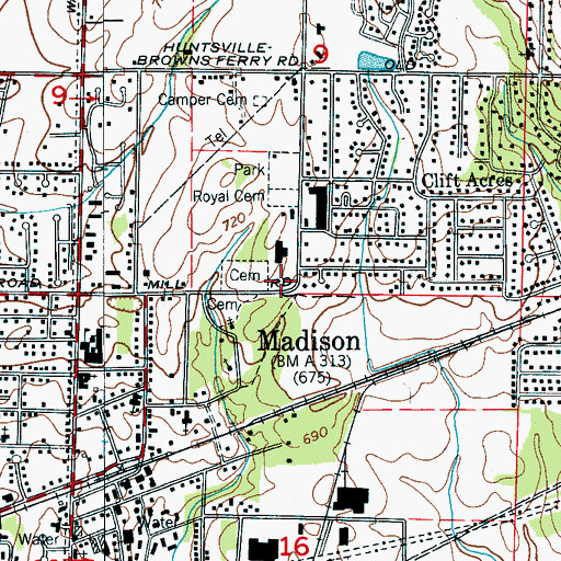 Topographic Map of Madison Fire and Rescue Station 1, AL