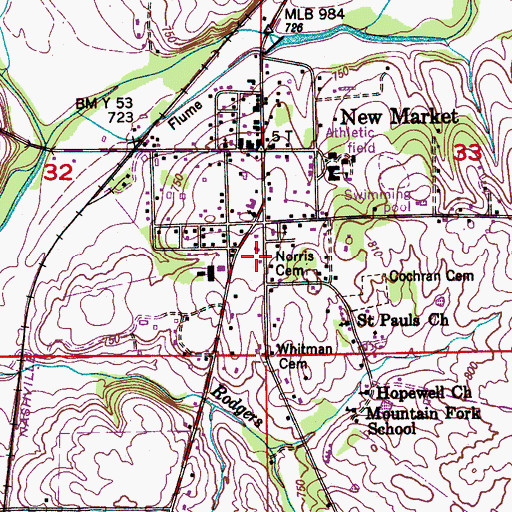 Topographic Map of New Market Volunteer Fire Department Station 1, AL