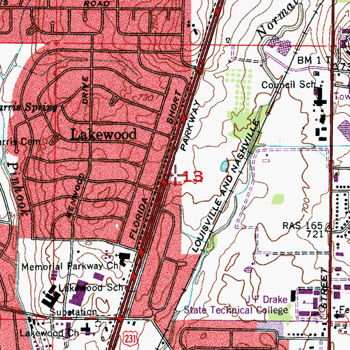 Topographic Map of Huntsville Fire and Rescue Station 8, AL