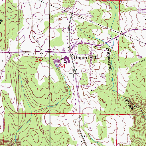 Topographic Map of Brindlee Mountain Volunteer Fire Department Station 2, AL