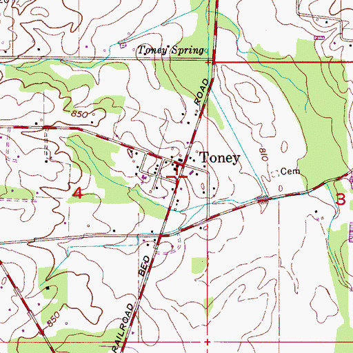 Topographic Map of Toney Volunteer Fire Department Station 1, AL