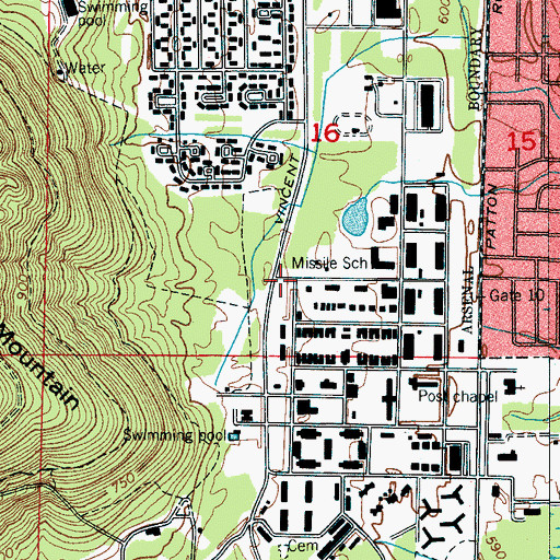 Topographic Map of Redstone Arsenal Fire Station 2, AL