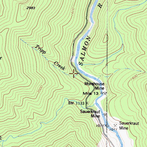Topographic Map of Tripp Creek, CA