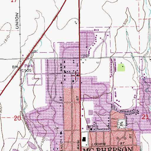 Topographic Map of King's Highway Baptist Church, KS