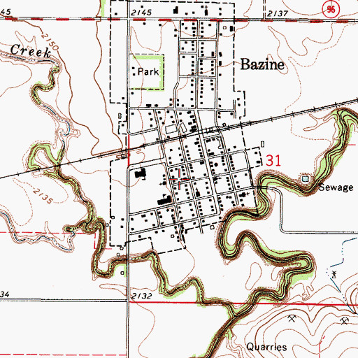 Topographic Map of Bazine Seventh Day Adventist Church, KS