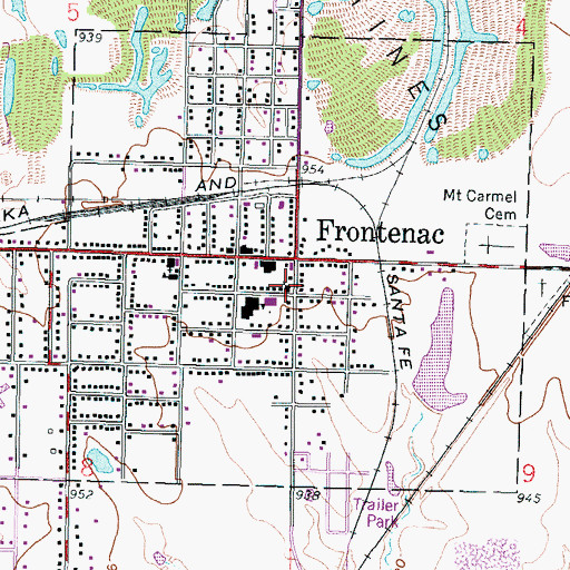 Topographic Map of Frontenac United Methodist Church, KS