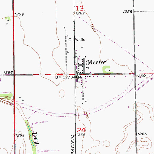Topographic Map of Mentor United Methodist Church, KS