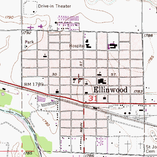 Topographic Map of Saint Joseph's Catholic Church, KS