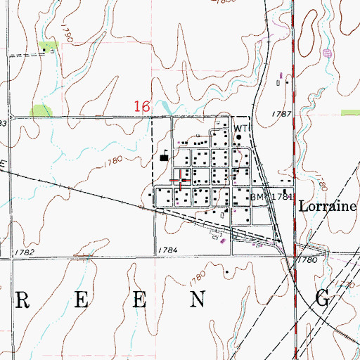 Topographic Map of Lorraine Baptist Church, KS