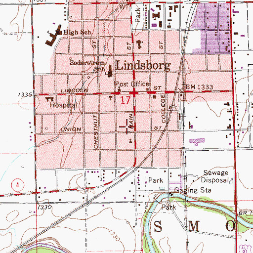 Topographic Map of Trinity United Methodist Church, KS