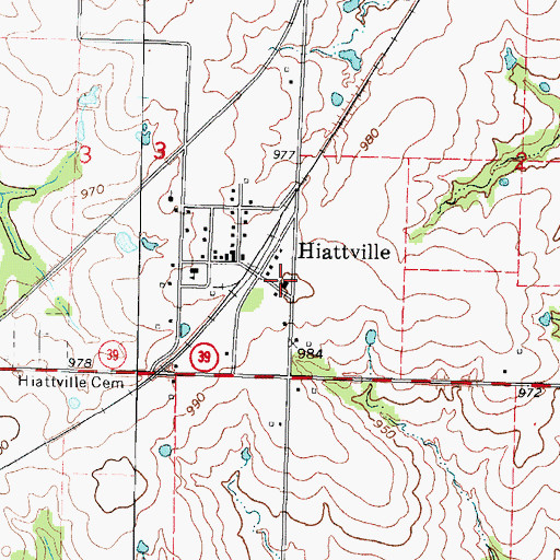 Topographic Map of Hiattville United Methodist Church, KS