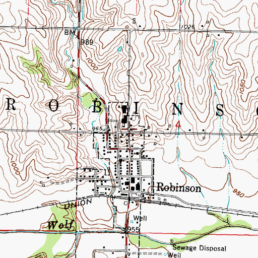 Topographic Map of Robinson United Methodist Church, KS