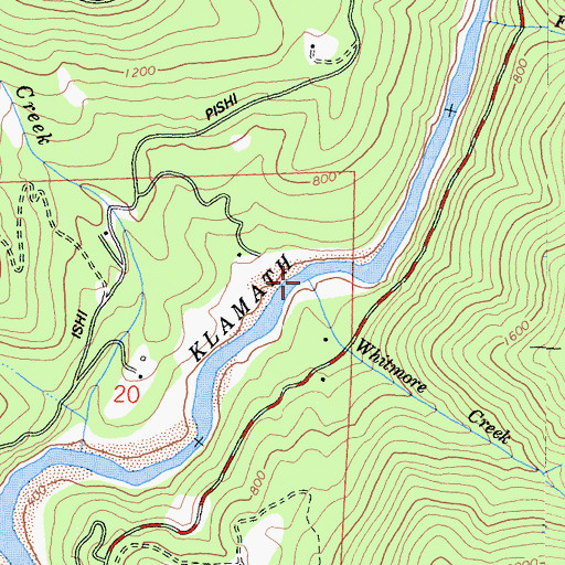 Topographic Map of Whitmore Creek, CA