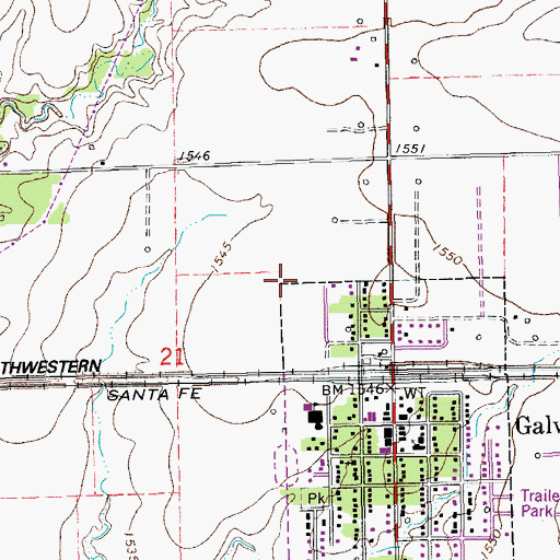 Topographic Map of Galva Christian Church, KS