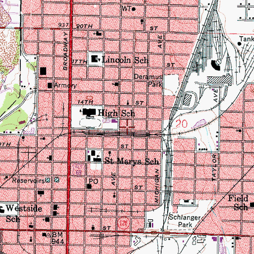 Topographic Map of Wesley House United Methodist Church, KS