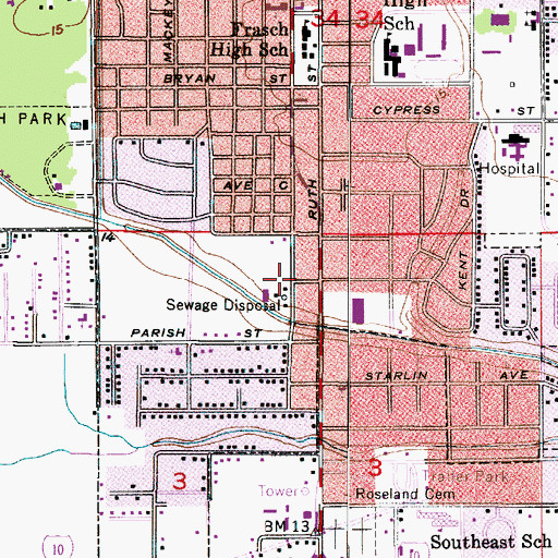 Topographic Map of Sulphur Fire Department Station 2, LA