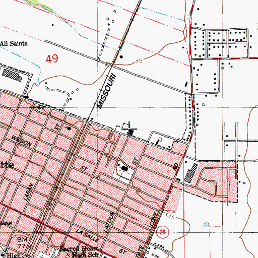 Topographic Map of Ville Platte Volunteer Fire Department District 2, LA