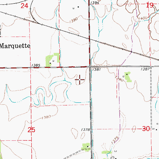 Topographic Map of Marquette Sewer Treatment Plant, KS