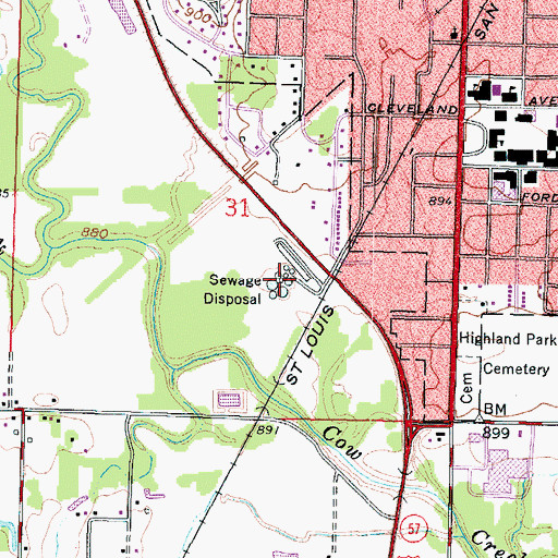Topographic Map of Pittsburg Municipal Wastewater Treatment Plant, KS
